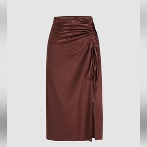 Brand new Cider Satin Drawstring Split Midi Skirt size XL